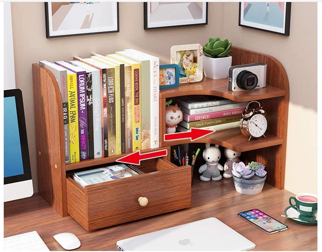 デスクトップオーガナイザー デスクオーガナイザー 木製拡張可能な