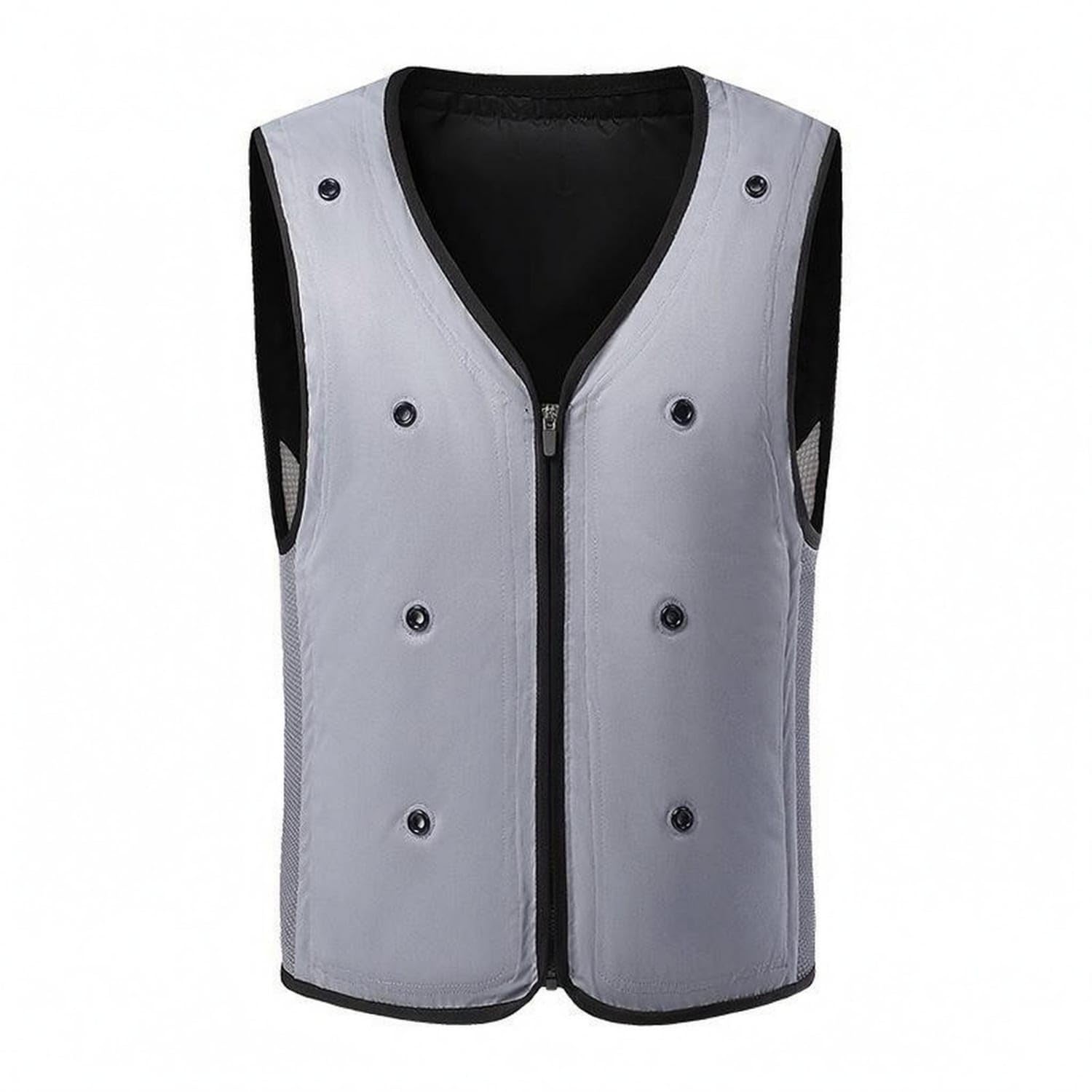 TRENDYNEST Breathable Mesh Cooling Vest Fitted Sleeveless Zip Vest V-Neck Outerwear Black Trim for Outdoor Wear, Workwear, Gray, L-image-26