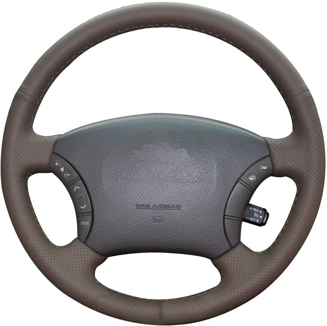 Custom Dark Brown Genuine Leather Steering Wheel Cover for Lexus LX470 2003 2004 2005 2006 2007 Lexus GX470 2003 2004 2005 2006 2007 2008 2009 Interior Accessories