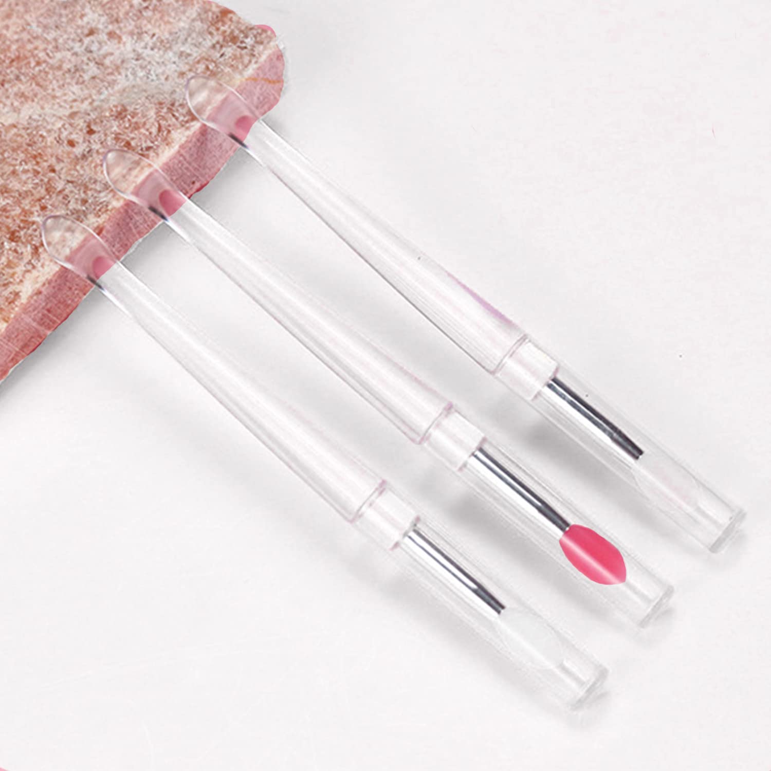 Mini spazzola per labbra con cappuccio, applicatore portatile in silicone riutilizzabile per rossetto, bacchette per lucidalabbra