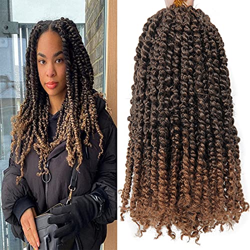 Pre-twisted Passion Twist Hair 6Packs 12Inch Pre-looped Crochet Hair Water Wave Crochet Braids for Bohemian Curly Braiding Hair Extensions 96Strands (1B/30, 12inch)