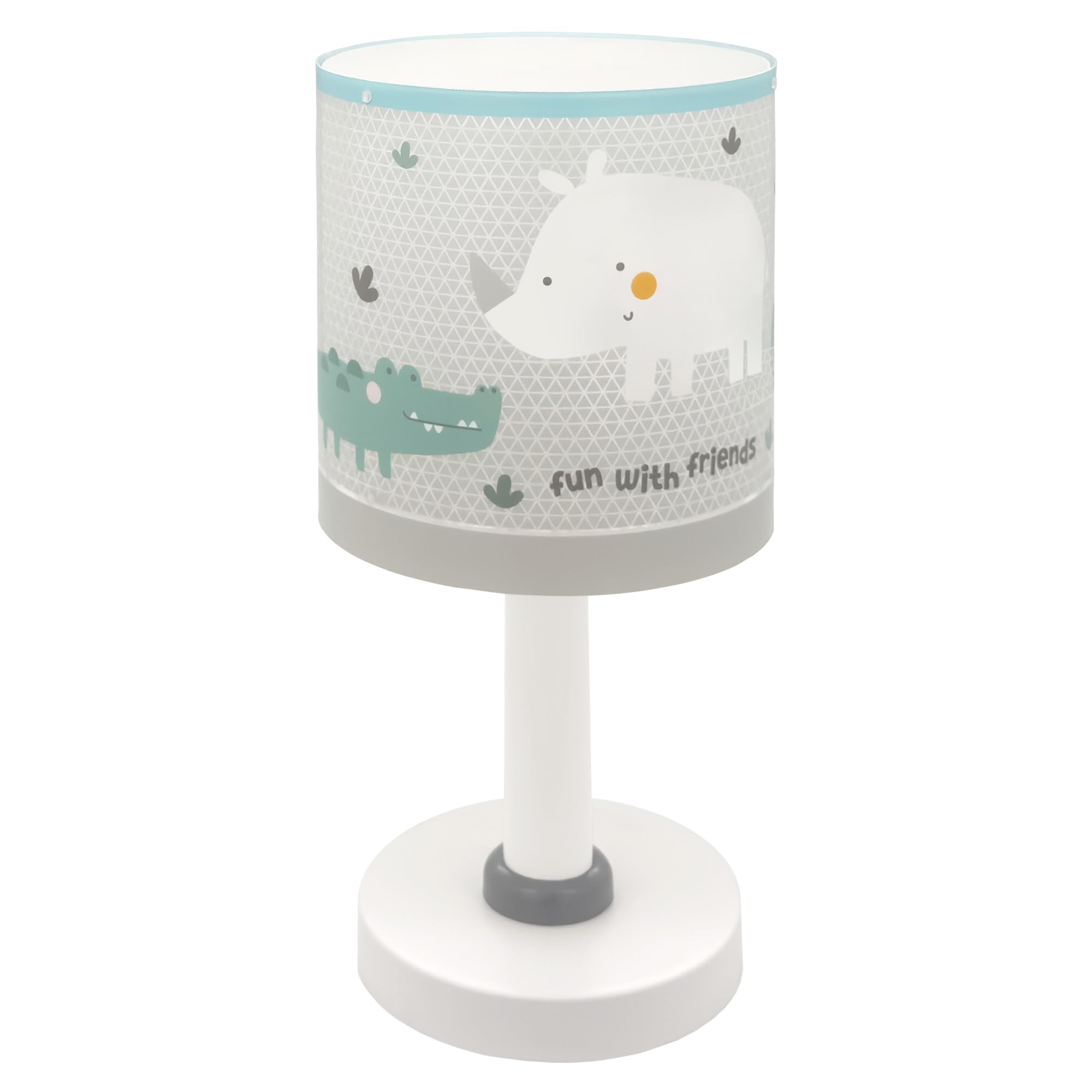 Lampe de chevet enfant Rhino & Croco blanche Dalber pour table de nuit
