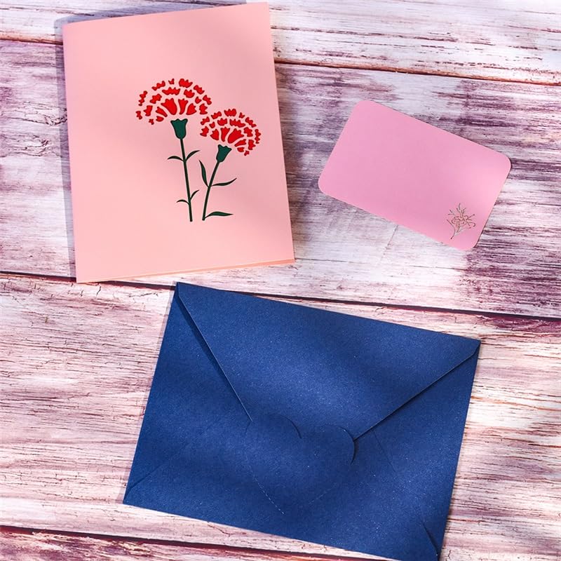 Glückwunschkarte Pop -UP A. Blumenstrauß der Nelken Blumen Karte Geburtstagsgeschenkkarten Mütter Thanksgiving Day-Gruß-Karte (10-Packung)