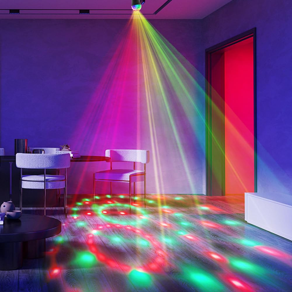 Yiixuyo LED Disco Ball Light with Remote and Sound Activation -2 Sets of RGBW Multi-Color Flashing Dance Table Lamps, Suitable for Birthdays, Christmas?Weddings KTV?Bar - Dance Projection Party Light