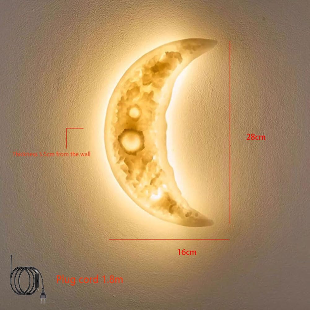 Applique a LED a Forma di Luna con Telecomando, Illuminazione Interna dimmerabile, Illuminazione Decorativa Creativa per Comodino, Camera da Letto e corridoio, Cavo da 1,8 m
