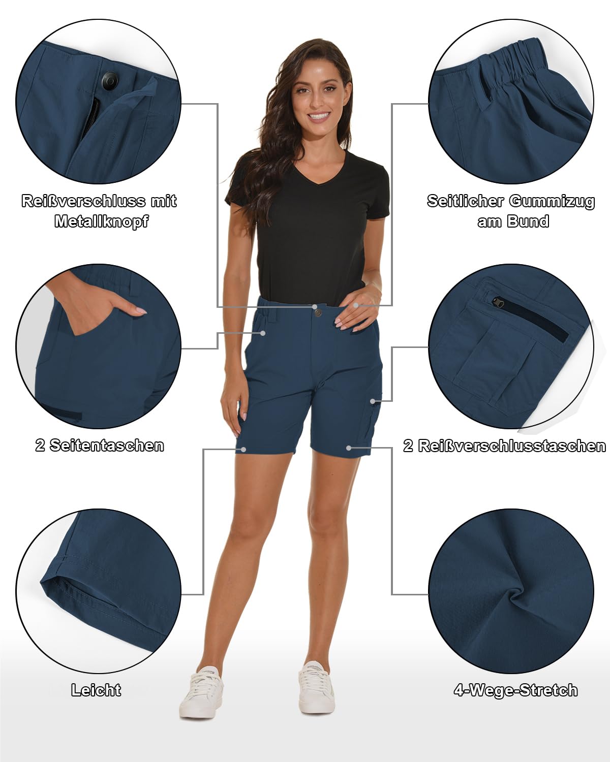 VAYAGER Short de Randonnée pour Femme pour L'Été, Léger Et À Séchage Rapide, Short Outdoor Cargo avec Poches pour Trekking Et Golf