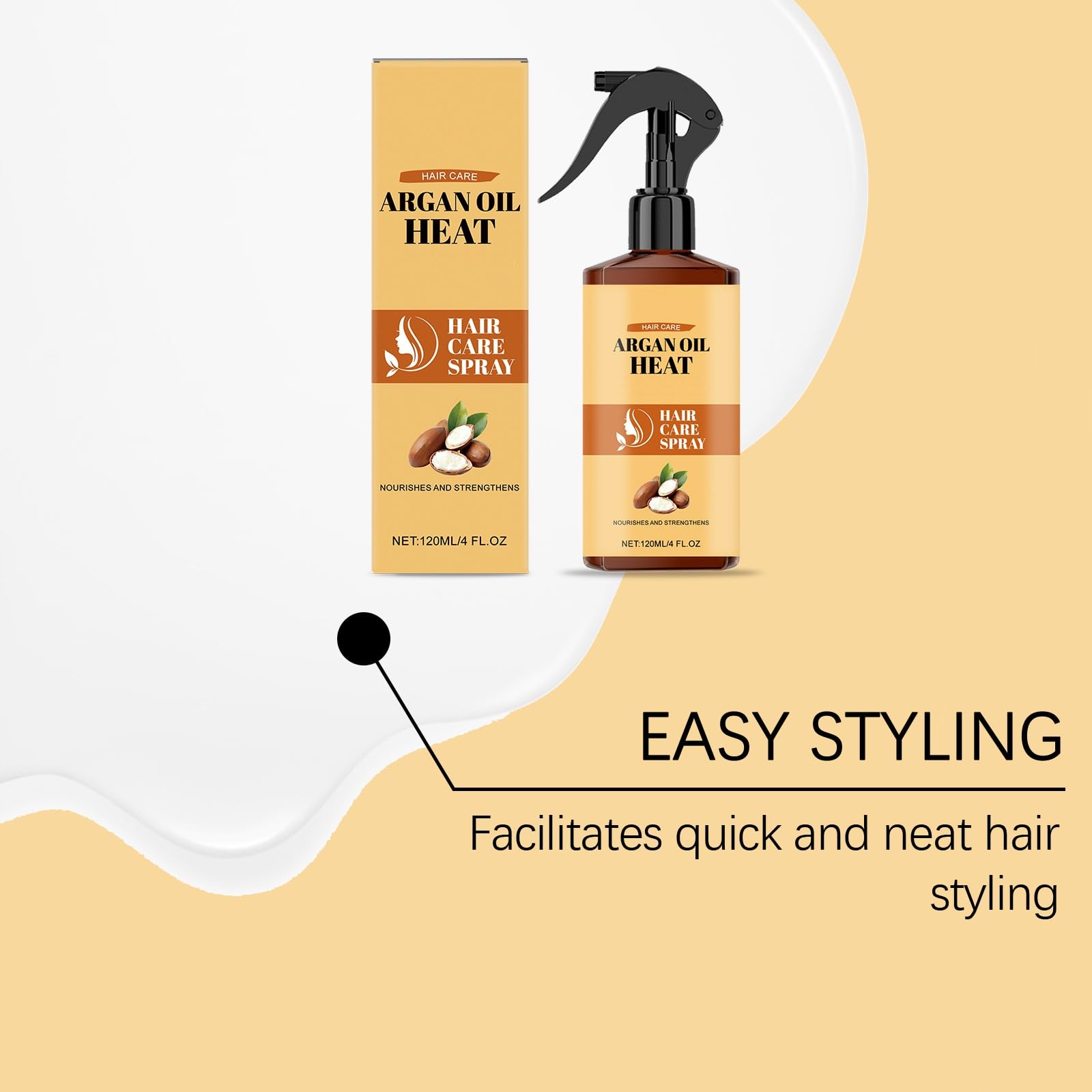 Spray termoprotettivo per capelli all'olio di Argan, Spray anticrespo all'olio marocchino, Termoprotettivo riparatore per capelli lisci, Controllo idratante anticrespo per capelli secchi (6pcs)