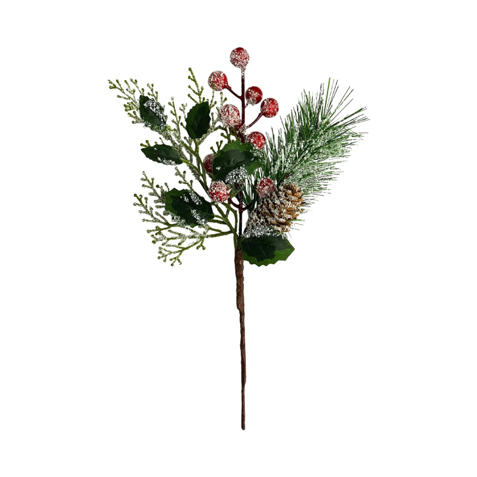 Pcscevcr 10Pcs Artificial Christmas Pine Picks, Christmas Pine Needles Red Berries Stems, Artificial Pine Berry Branches, for Christmas Wreath Gift Wrap DIY Craft Vase Decor (B)
