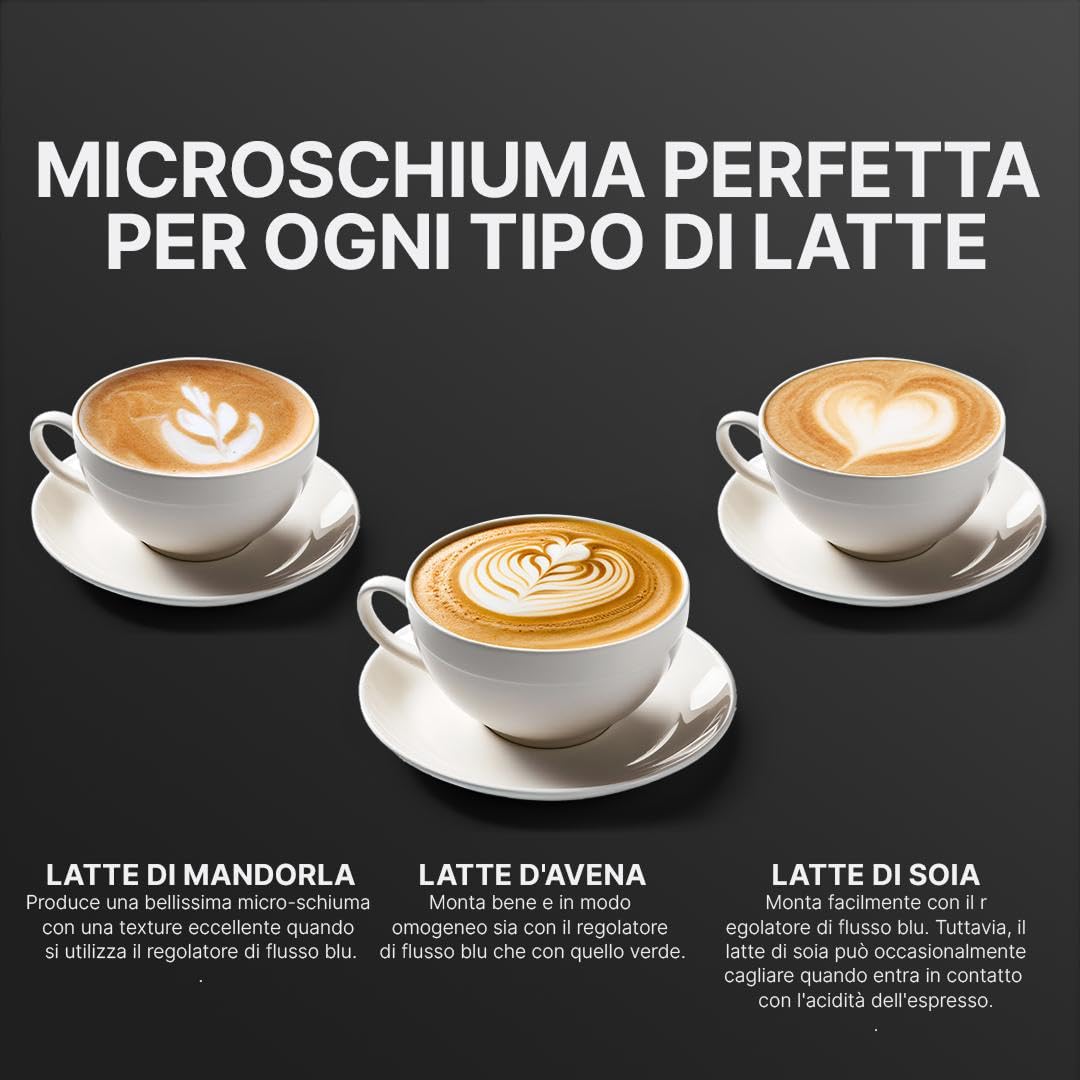 Subminimal NanoFoamer PRO, Frullino Montalatte Elettrico Senza Maniglie, Schiuma Latte Professionale per Latte Art, 3 Flussometri Inclusi, Compatibile con Tutti i Latti, Nero