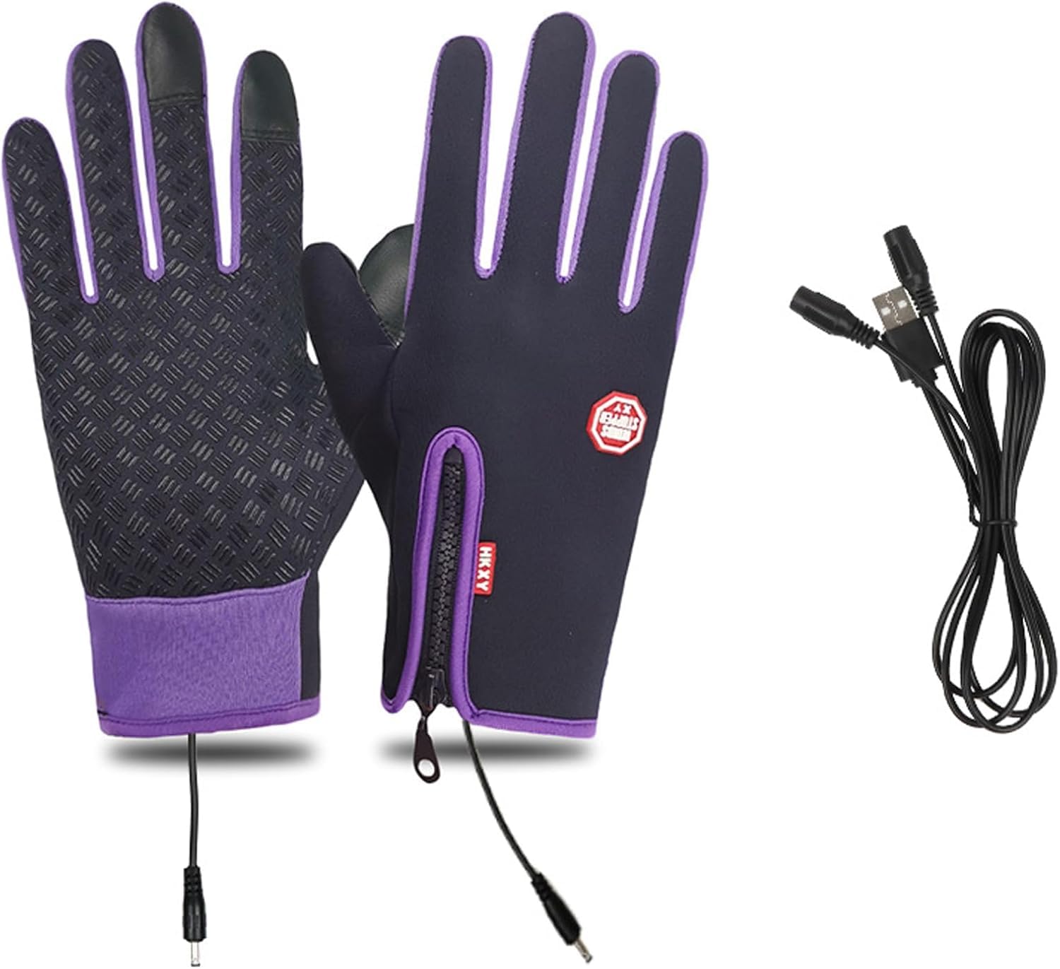 HygoSport Rechargeable Heated Electric Touchscreen Gloves,HygoSport Ultimate Touchscreen Thermal Winter Gloves,USB Waterproof Thermal Gloves (XL,Purple)
