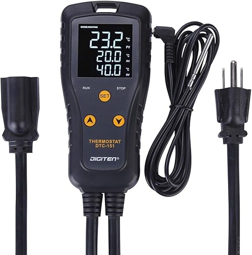 DIGITEN Controlador de temperatura de 110 V 15 A DTC151 enchufe termostato digital controlador de temperatura para alfombrilla de calor reptil