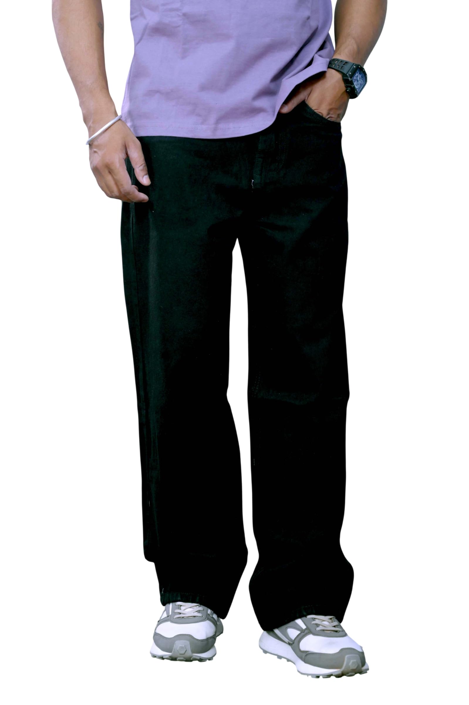Men's Loose Fit, Baggy Jeans, Black, Casual Jeans,Wide Leg, Relaxed Fit, Denim, High-Waisted Streetwear-picture-47