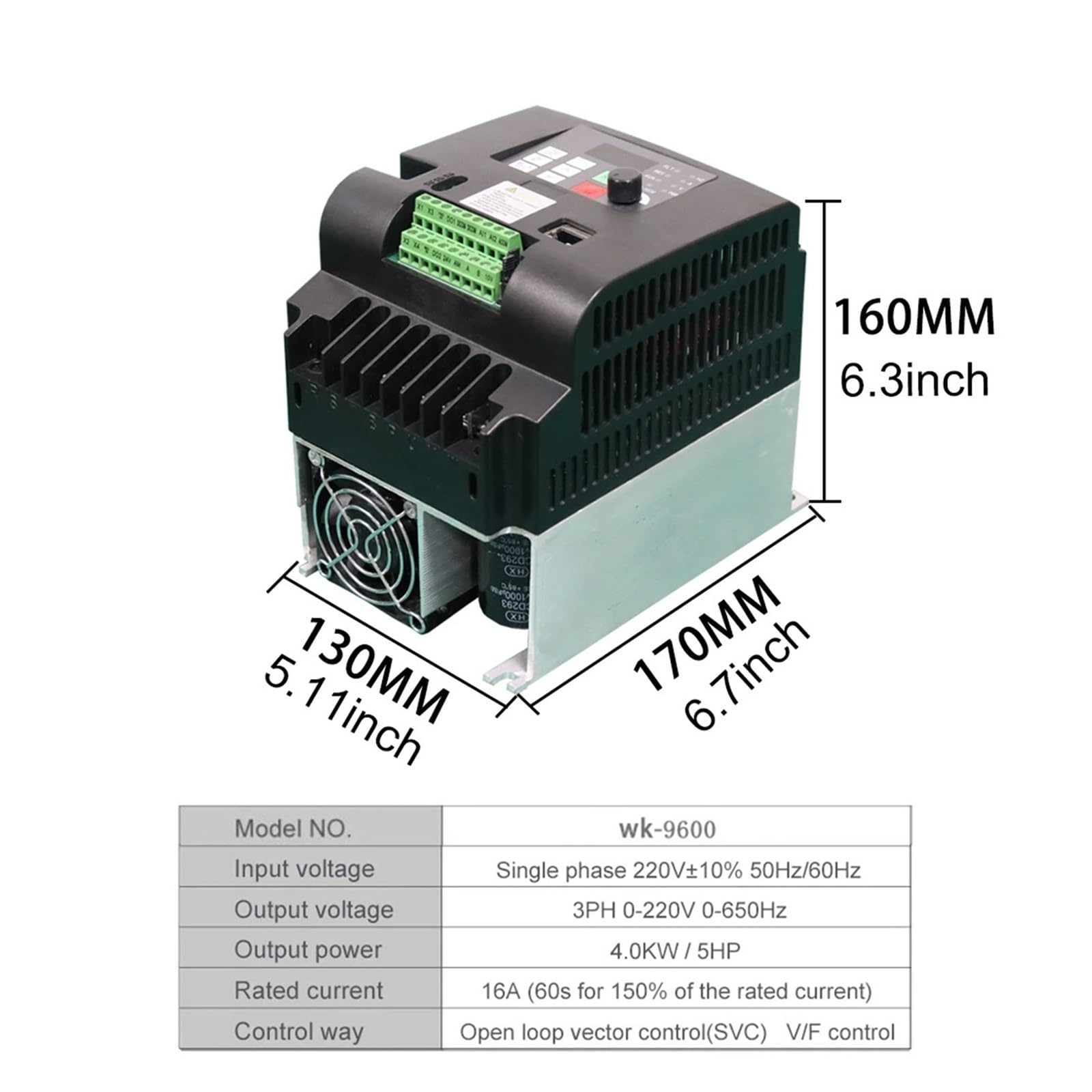 for convertisseur de fréquence d'entrée monophasé et de Sortie triphasé 220v 380v 1,5kw/2,2/4kw/variateur de Moteur à Courant Alternatif/VSD/VFD/onduleur 50HZ(Keyboard)
