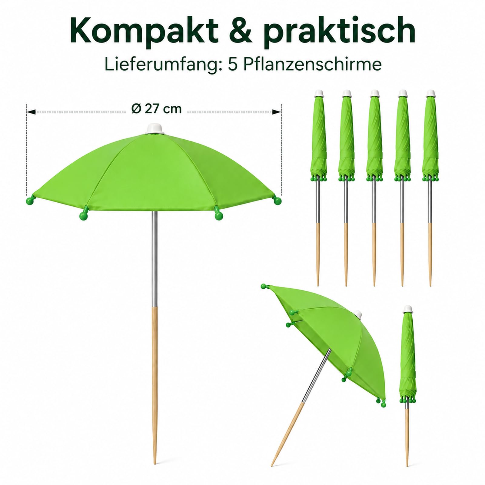 Generisch Verstellbarer Pflanzenschirm, 5 Stück, Pflanzenschirm Mit Pfahl, Tragbar, Klein, Terrassenschirme, Stoff, Sonnen- Und Regenschutz Für Topfpflanzen, Gartenbeet, Blumen
