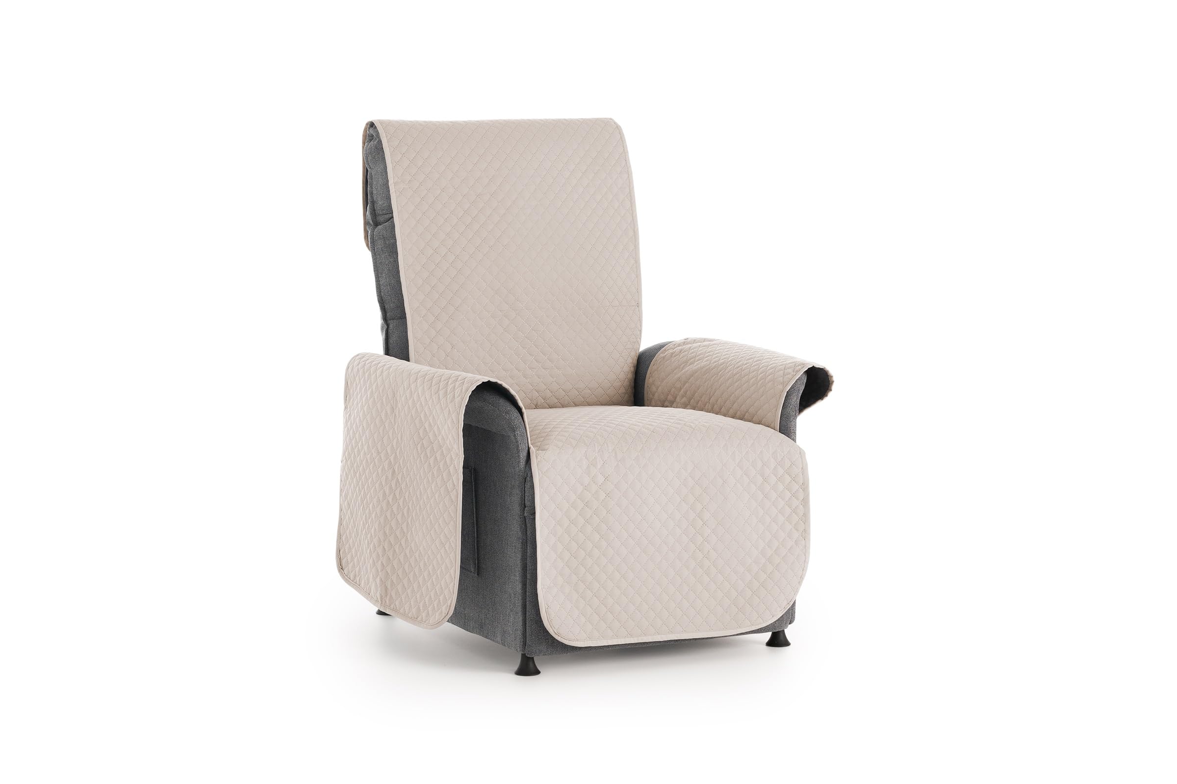 Textilhome - Funda Cubre Sofá Adele, 1 Plaza/Relax, Protector para Sofás Acolchado Reversible. Color Beige