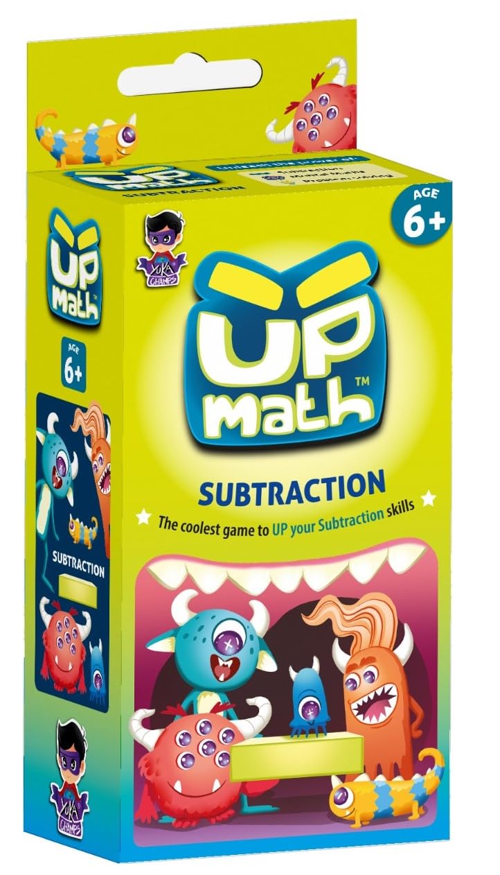 YUKA Champs UPMATH Subtraction Monster Theme 3 Levels Easy Medium and Hard Maths Flash Card