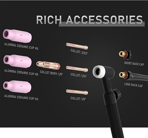 Miniatura 5 de YESWELDER TIG Welding Torch WP-17V 13ft 150Amp 35-50mm² Air Cooled Lift TIG Torch, Compatible with YESWELDER MIG-165DS PRO/MIG-185DS PRO/MIG-205DS