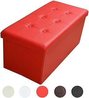Style home Sitzbank Sitzhocker Aufbewahrungsbox mit Stauraum faltbar belastbar bis 300 kg Kunstleder 76 x 38 x 38 cm (Sign...