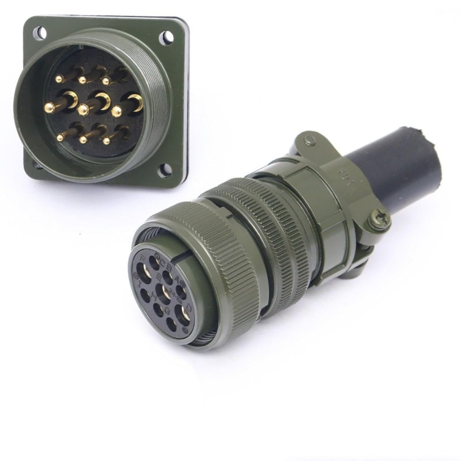 5015 Series Aviation Connector, 9-Pin Waterproof Plug and Socket, MS3106A24-11S MS3102A24-11P (Reverse-Mounted (Plug + Socket))