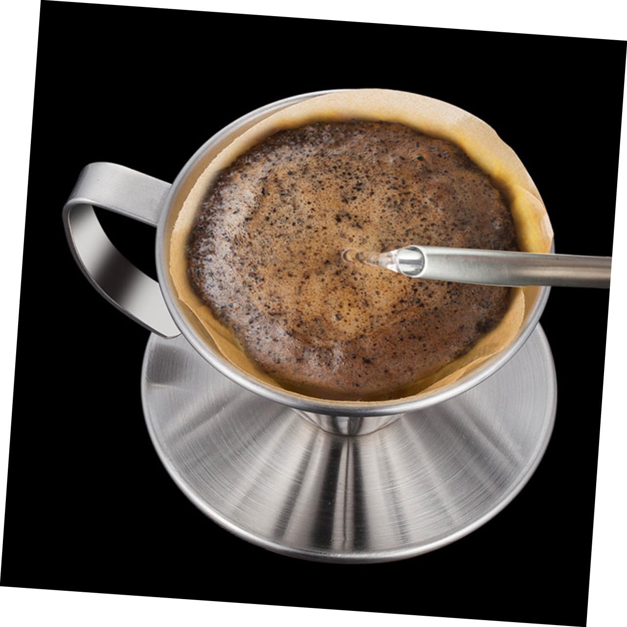 Filtro de Café Reutilizable de Acero Inoxidable con Mango Malla de Precisión para Filtrado Diseño Embudo para Vertido Rápido sin Duradero y Seguro para Uso Doméstico y Oficina