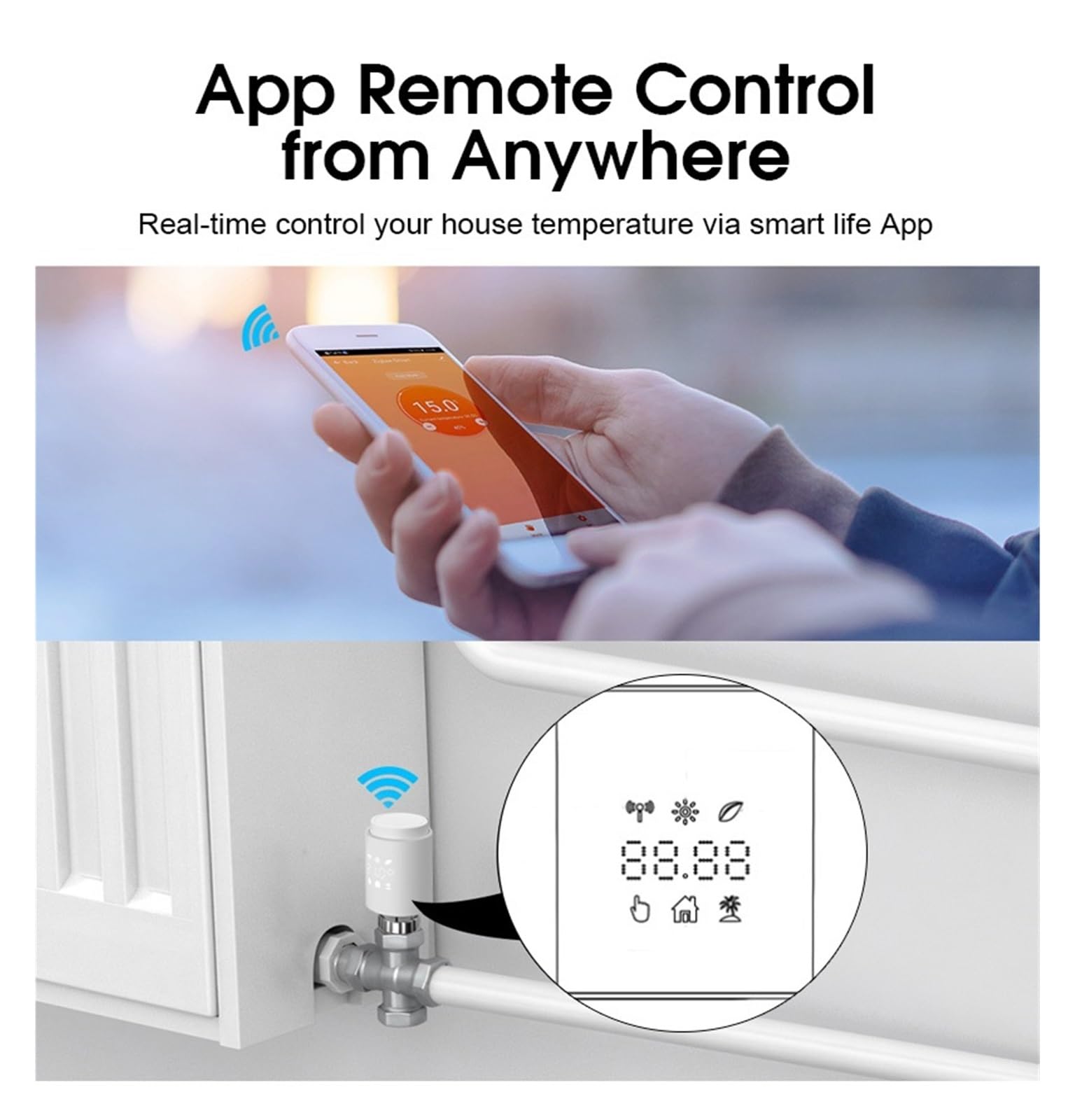 Termostato Digital, Radiador termostático Inteligente Tuya, Controlador de Temperatura Ahorro energía calefacción con Control Remoto válvula