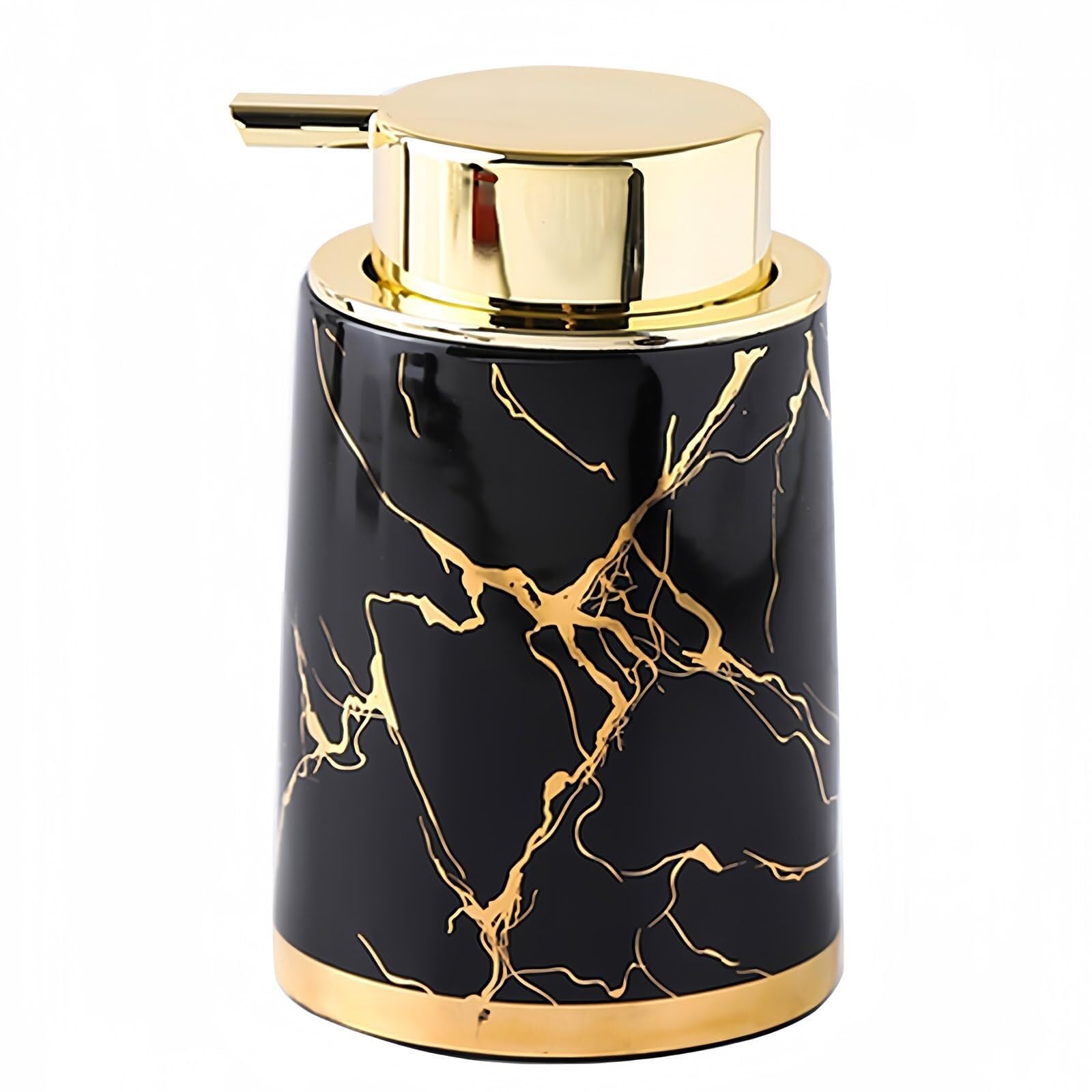 Qyleee Black Hand Foaming Bottle With Gold Pump Hand Bottles For Barthroom Kitchen Dish For Bathroom(Black)