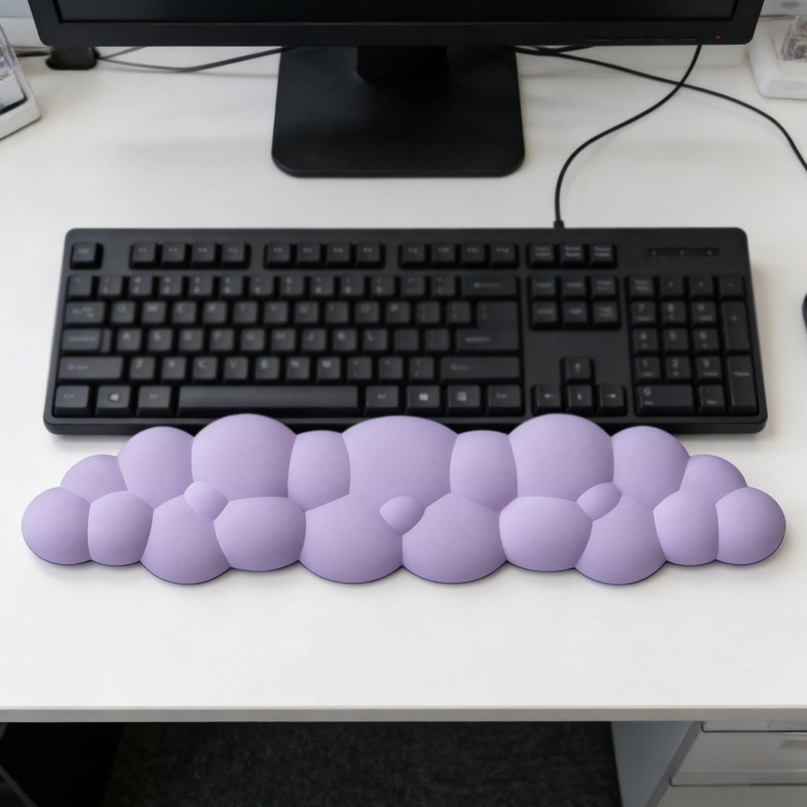 2 Stk. Wolken-Handgelenkauflagen-Set für Tastatur und Maus, mit Memory Foam, ergonomisches Silikon-Wolken-Mauspad mit Handballenauflage, lila