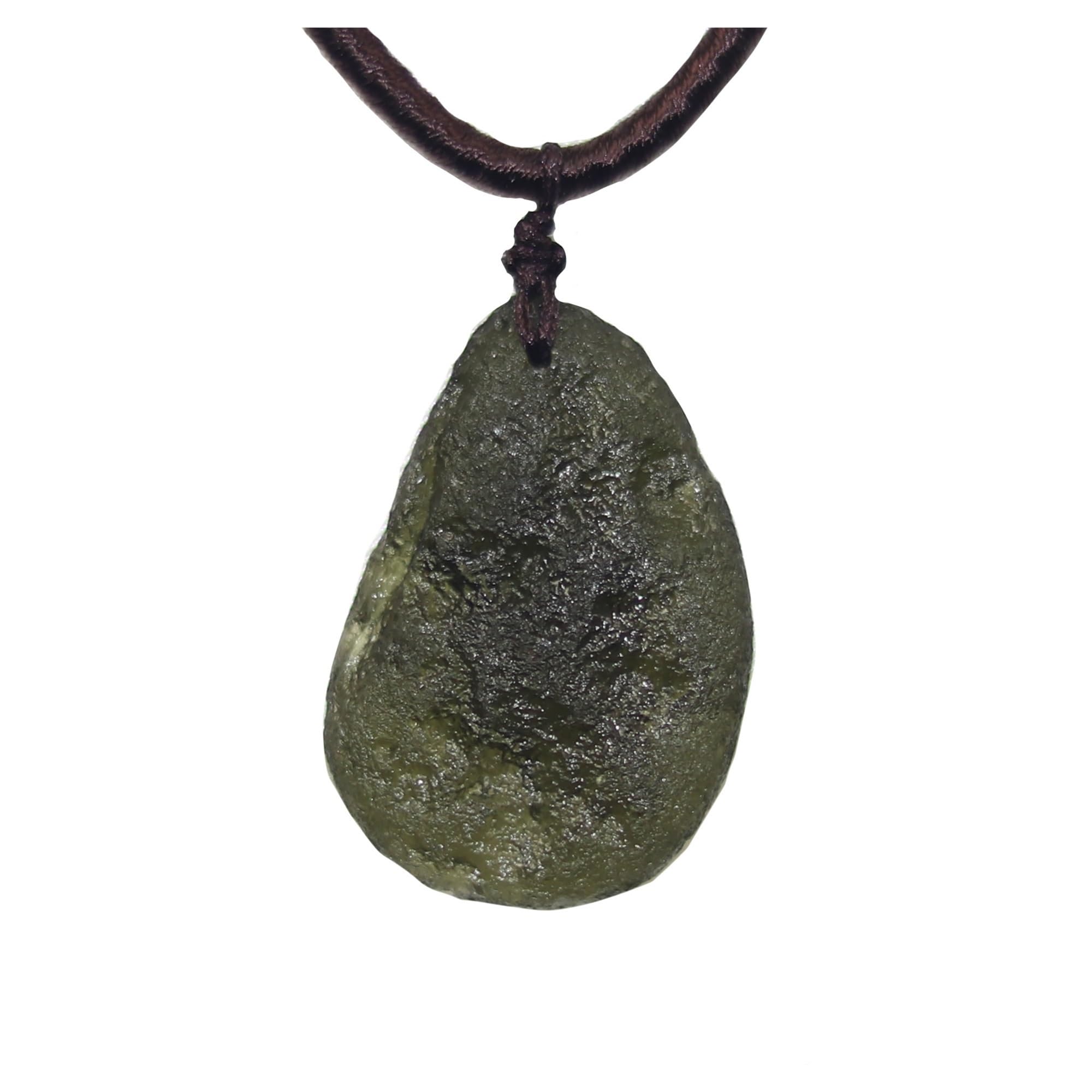 Collier en Cristal De Moldavite Brut Certifié Météorite, Collier en Cristal De Guérison Moldavite Tektite, Forme Irrégulière