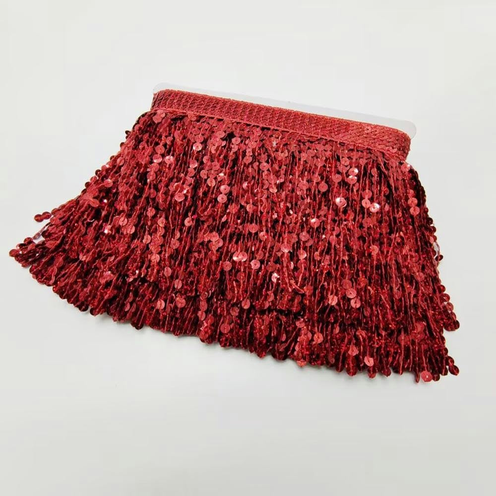 En gros 10 Yards Sequin Or Dentelle Frange Garniture Gland Frange Coupe Pour DIY Scène Vêtements Accessoires Dentelle Ruban Rideau DIY-10 Yards-Or