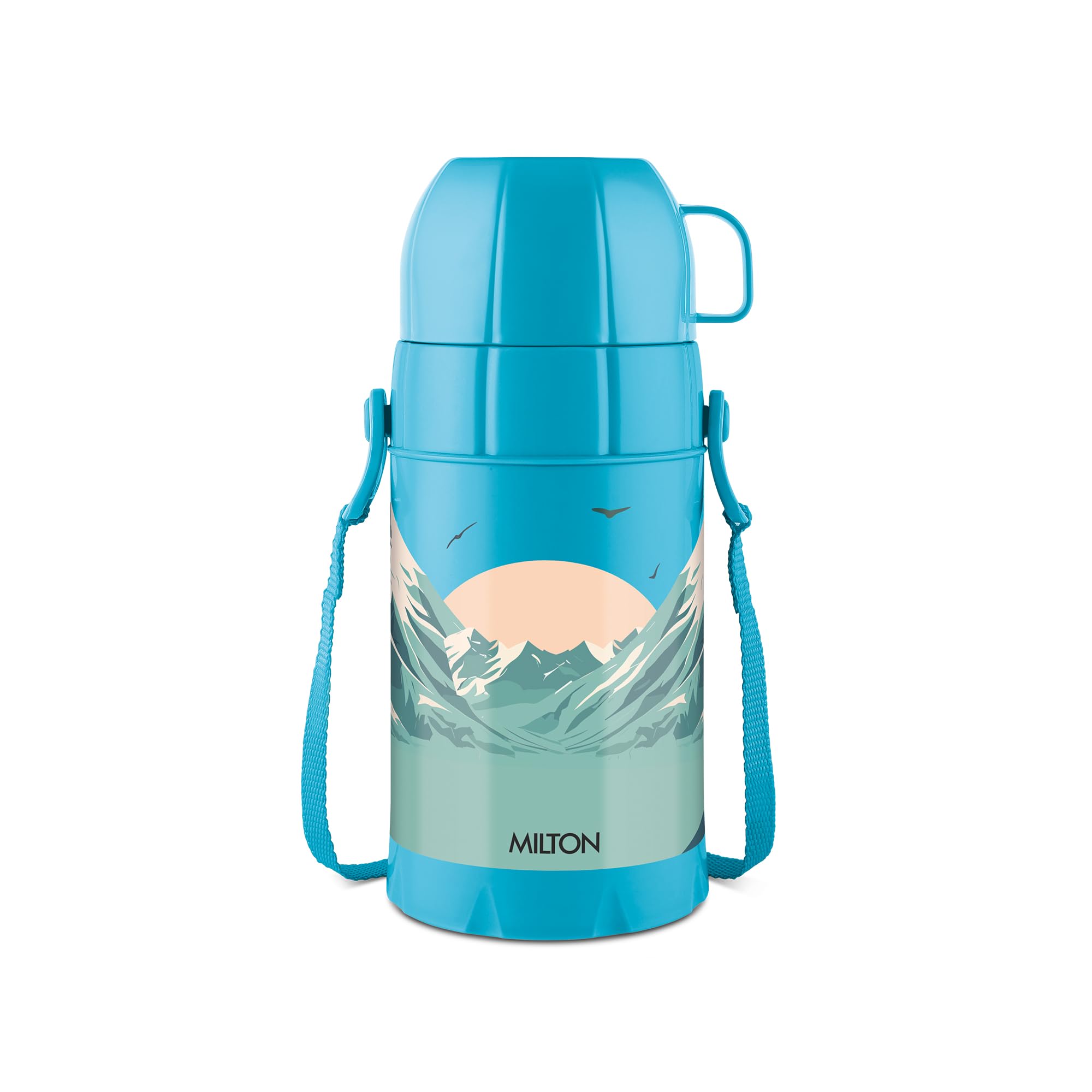 Milton Eiffel 500 Vacuum Insulated Thermos Flask with Strap to Carry, 480 ml, Long Hours Hot & Cold Water Bottle for Office, Hiking, Trekking, Travel, Royal Blue