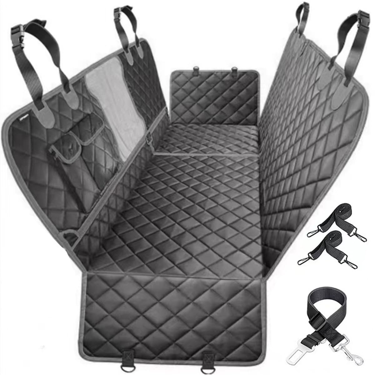 TentHome Dog Seat Cover Car Seat Cover 100% Waterproof Pet Seat Cover Hammock 600D Heavy Duty Scratch Proof Non Slip Durable Soft Pet Back Seat Covers for Cars Trucks and SUVs (Black)