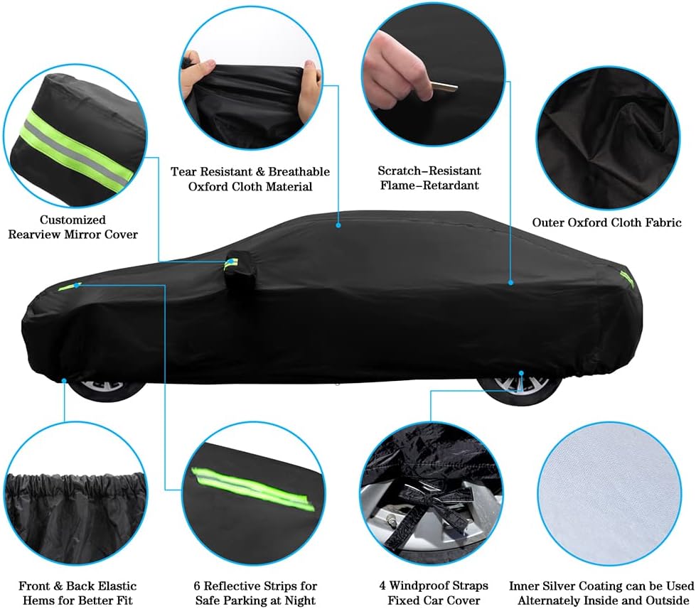Car Cover Compatible with BMW 5 Series 2003-2025 Sedan 520i 528i 530i 535i 540i 550i M550i M550 M5 Car Cover Waterproof All Weather Outdoor Full Car Covers