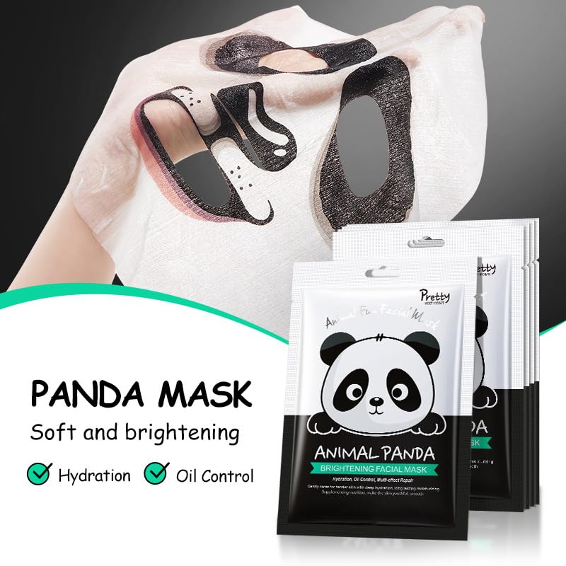 Animal Face Mask Set, Fun Printed Sheet Masks for Women & Girls, Hydrating, Brightening, Soothing, Panda, Tiger, Dog Designs - Image 4