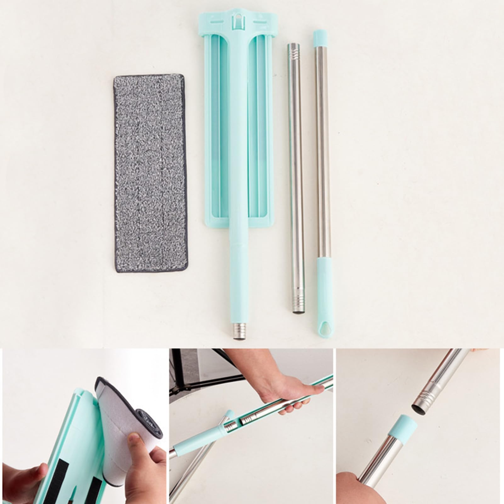 No se Requiere Lavado a Mano con trapeador Plano |Mango Largo Giratorio de 360° |Trapeador de Piso húmedo y seco para el hogar/Dormitorio/Madera Dura |No se dobla, es Resistente y