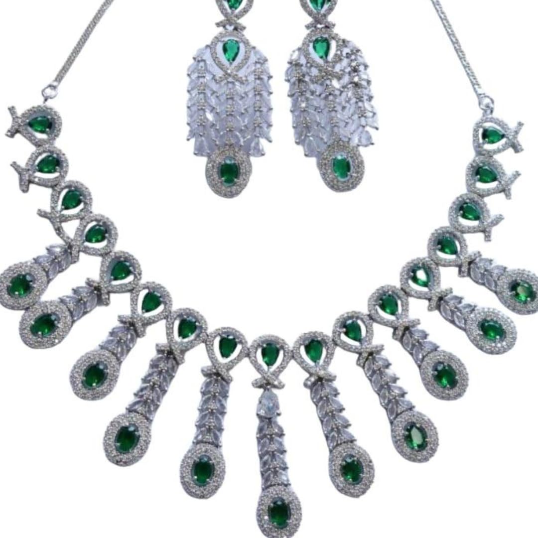 SPARKLE LUXURY Elegant American Diamond Wedding Necklace Set With Earings For Women & Girls (B0D7MF1RGV) Amazon Price History, Amazon Price Tracker