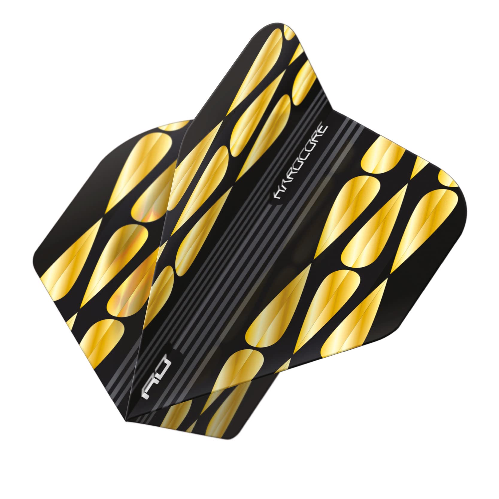 RED DRAGON Hardcore Premium Gold & Black Teardrop Dart Flights - 3 zestawy w opakowaniu (łącznie 9 lotów w rzutki)