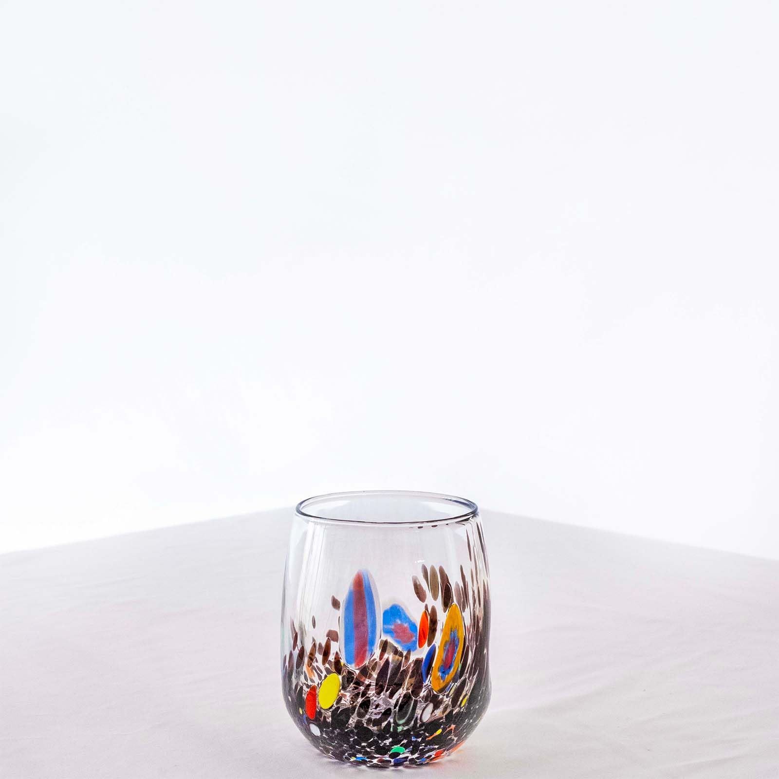 MurArt Bicchieri di Murano.Collezione DREAM. Set 6 Bicchieri da 350 ml.Alt 10,5CM.In Vetro soffiato, Lavorato a Mano artigianalmente. Made in Italy (Nero, Bicchiere 6Pz)