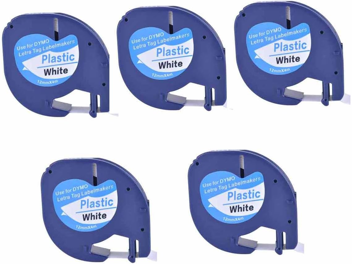 CowellColor Label Tape Compatible with DYMO LetraTag White Paper