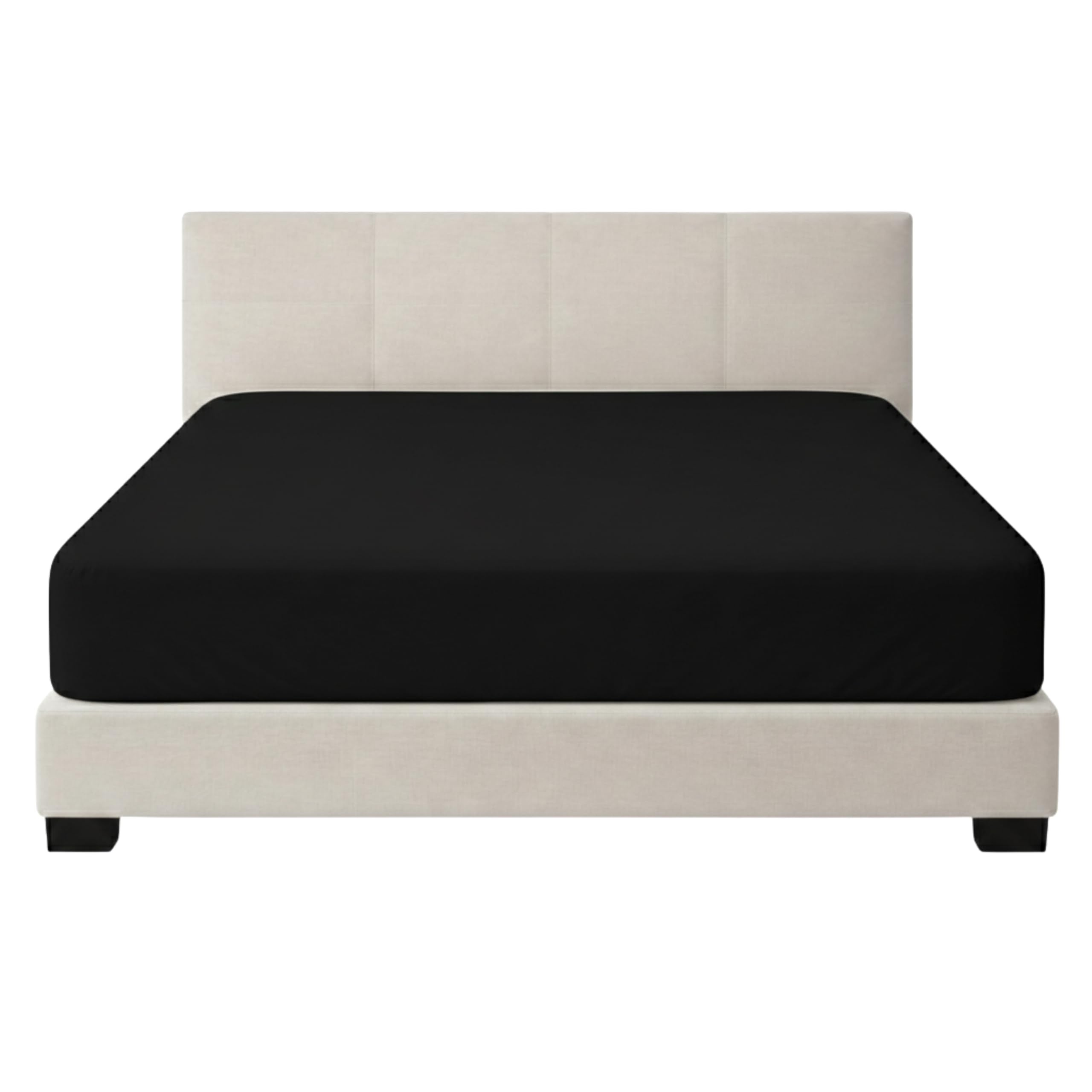 Posh Wave 1 Pack Double Black Extra Deep Fitted Sheet 40cm Deep Pocket – Ultra Soft 1800 Brushed Microfiber Sheet, Wrinkle Resistant, Breathable & Easy Care
