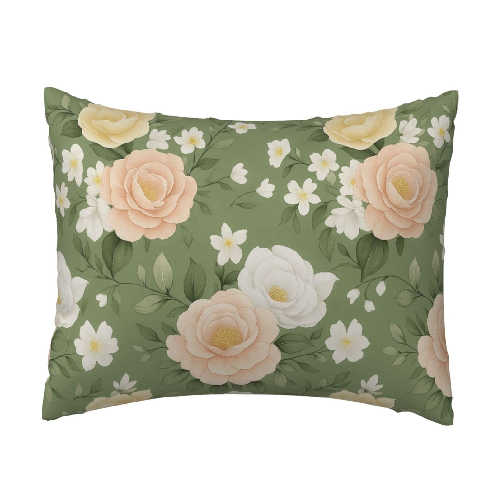 Beautiful Peony & Other Flowers Pillowcase Soft Plush with Zipper Decorative Pillowcovers 16x20 in