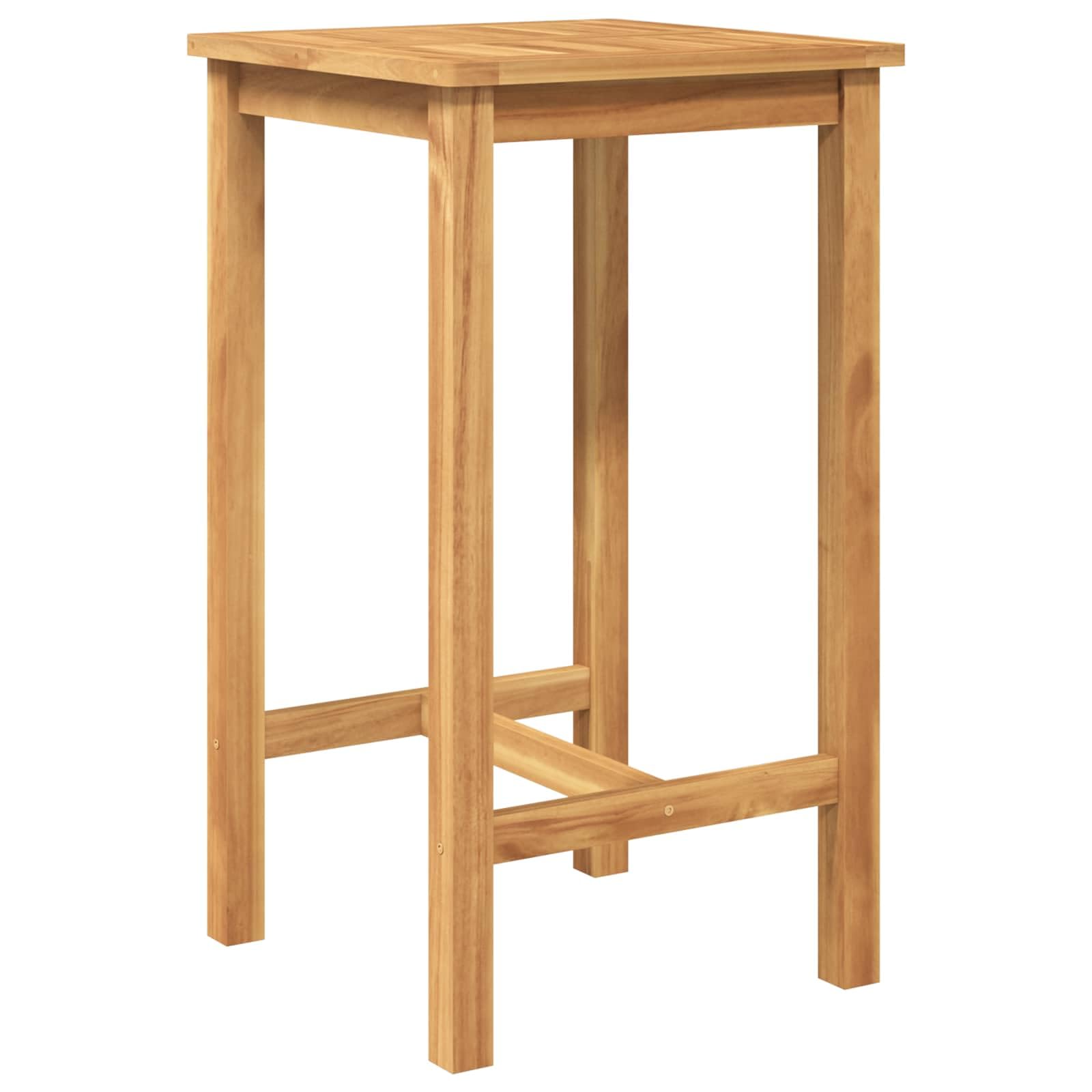 Juego de 3 barras de exterior de madera maciza de teca sin tratar, diseño impermeable para jardín, balcón, terraza y exterior, con reposapiés integrado y estilo minimalista moderno