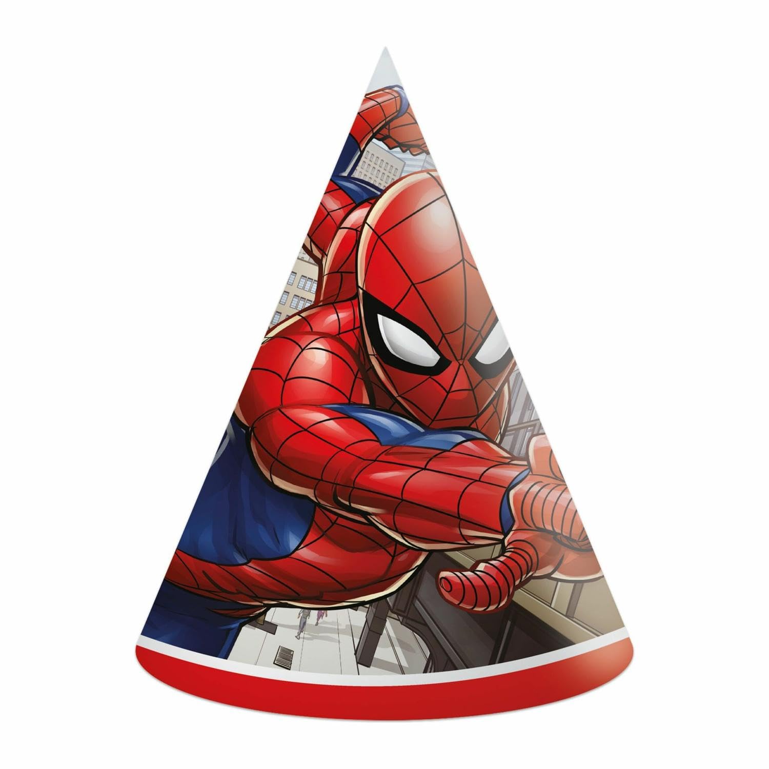 Procos 35125 Marvel Spider-Man Crime Fighter Cone Party Hats FSC Paper Pack of 6 Caps, multi-coloured, One Size