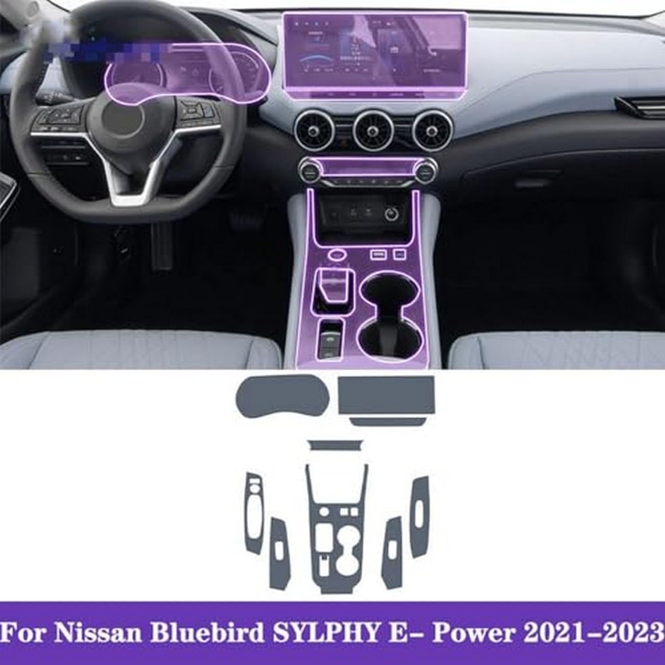 Wnętrze samochodu konsola środkowa przezroczysta folia ochronna TPU odporna na zarysowania folia PPF, do Nissan Bluebird SYLPHY E- Power 2021-2024