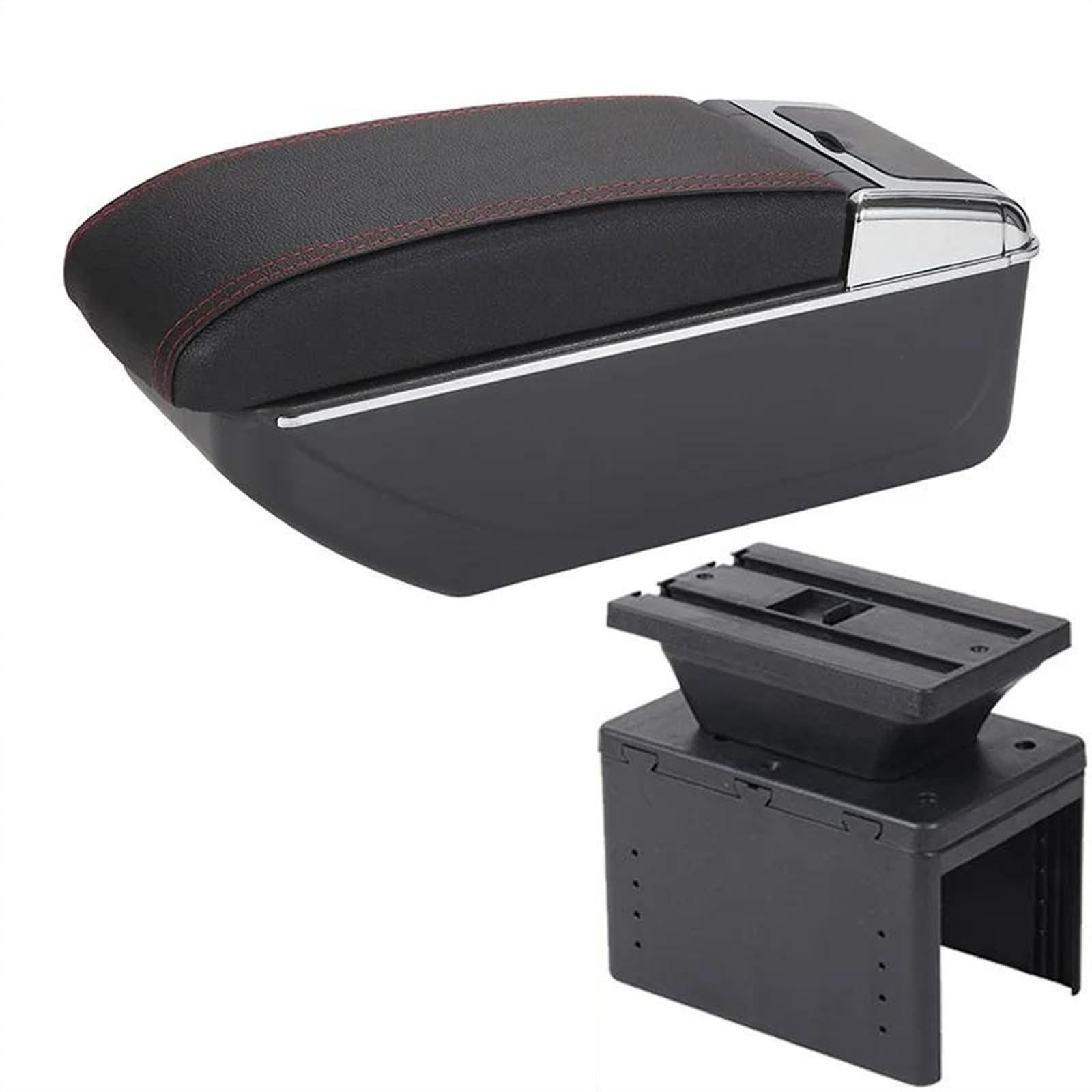 NOHEEU Car Armrest Box Parts Center Console Storage Accessories For Hyundai I20 2021 2022(D1 Black red No USB)