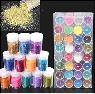 Glitter fini, 32 x 10 g (320 g), Glitter per decorazioni | Set di Glitter Polvere per Slime, nail art, viso, ombretto - Glitter colorato per creazioni fai da te