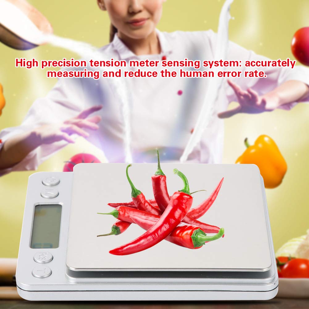 Digitale Küchenwaage, Briefwaage, Haushaltswaage, Feinwaage mit Tare-Funktion mit LCD-Display Edelstahl Plattform zum Messen von Lebensmittel Schmuck Küchenwaage(3kg/0.1g)