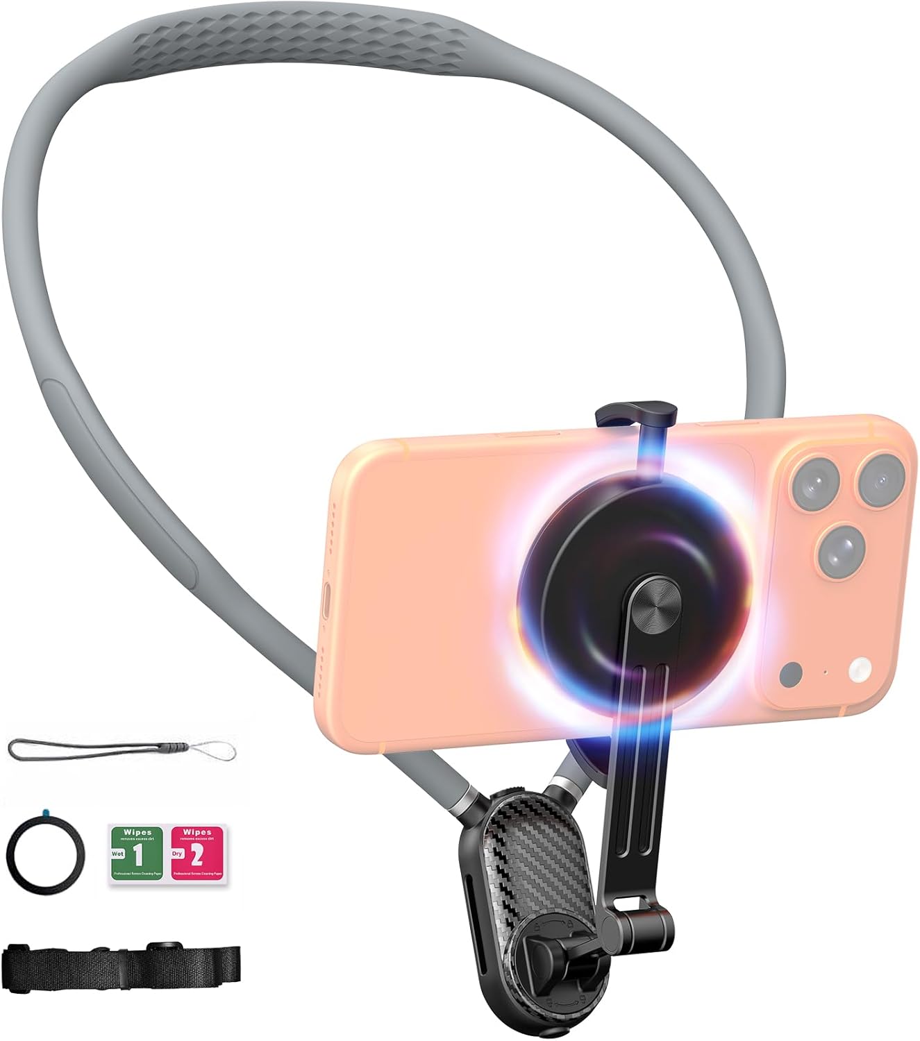 Magnetic Neck Holder for Phone, Hands Free Tripod Chest Mount, Magnetic Neck Holder for Phone, 360 Magnetic Phone Holder, Phone Holder for Video Recording Vlog