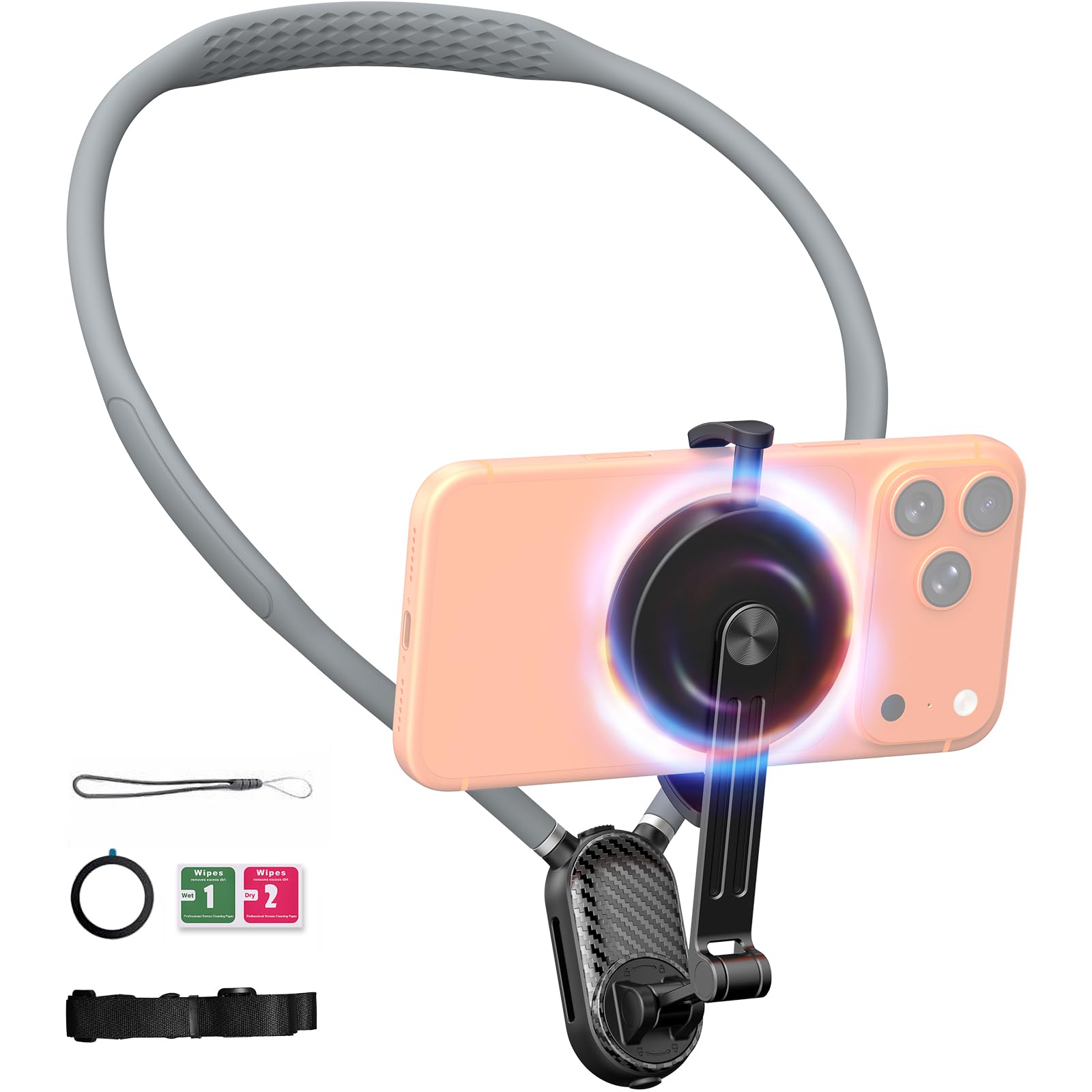 Magnetischer Halshalter für Telefon, Freisprech-Stativ, Brusthalterung, magnetischer Halshalter für Telefon, 360 Grad magnetische Handyhalterung, Handyhalterung für Videoaufnahmen, Vlog