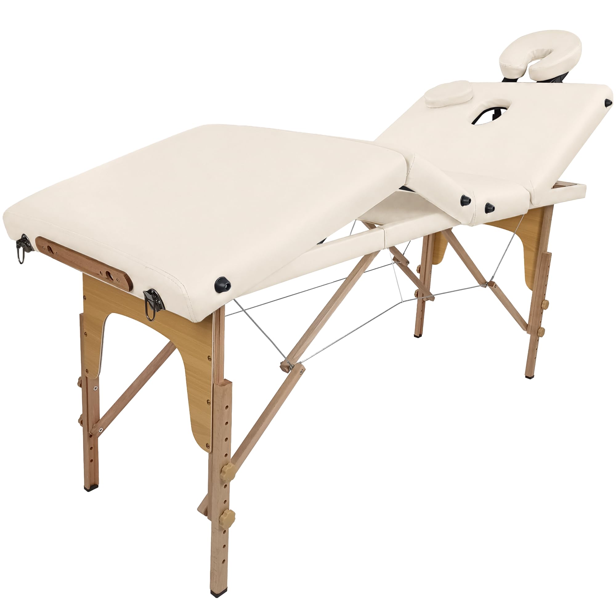 Beltom® Lettino Massaggio 4 Zone Legno LETTINI per da Massaggi Pieghevoli Gran Lusso Nuovo Fisioterapia FISIOTERAPISTA Tattoo Tatuaggi Relax - Panna
