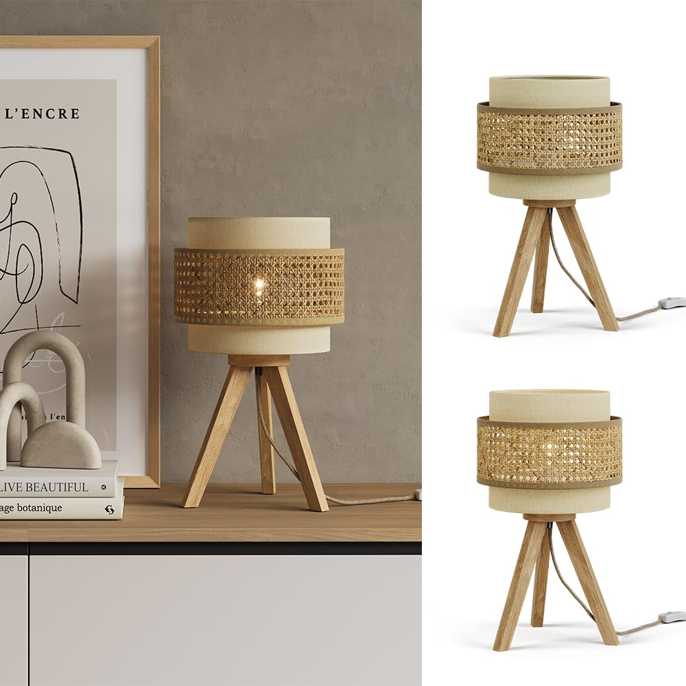 Vicco Tischlampe Morten, Creme, 26 x 45 cm | mit Standfuß, geeignet für E27 Leuchtmittel, einfache Deckenmontage